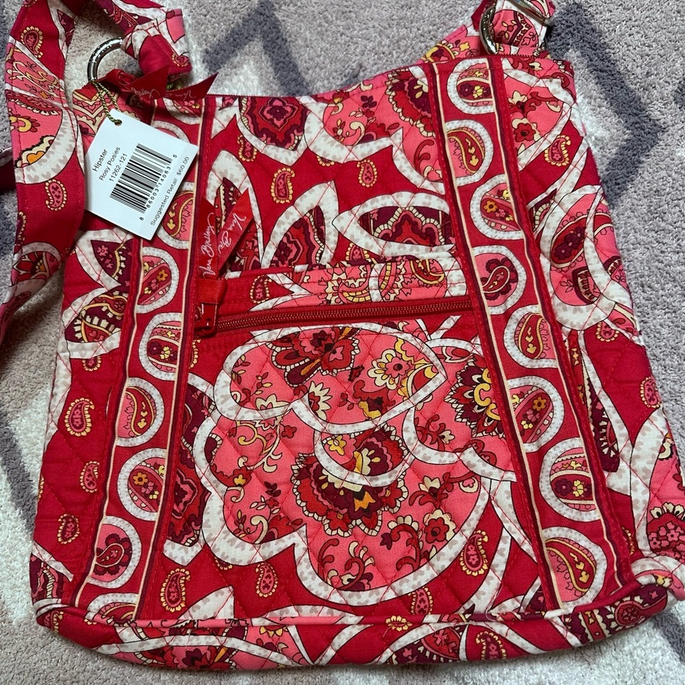 VERA BRADLEY CROSSBODY SHOULDER/TOTE BAG, PINK & RED FLORAL NWT